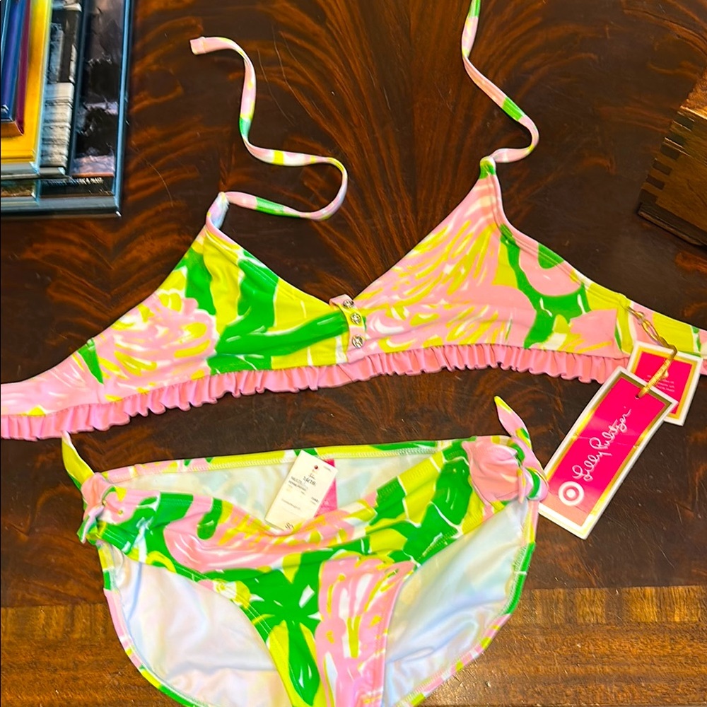 Lilly Pulitzer for Target Pink and Green Kids Swim Bikini